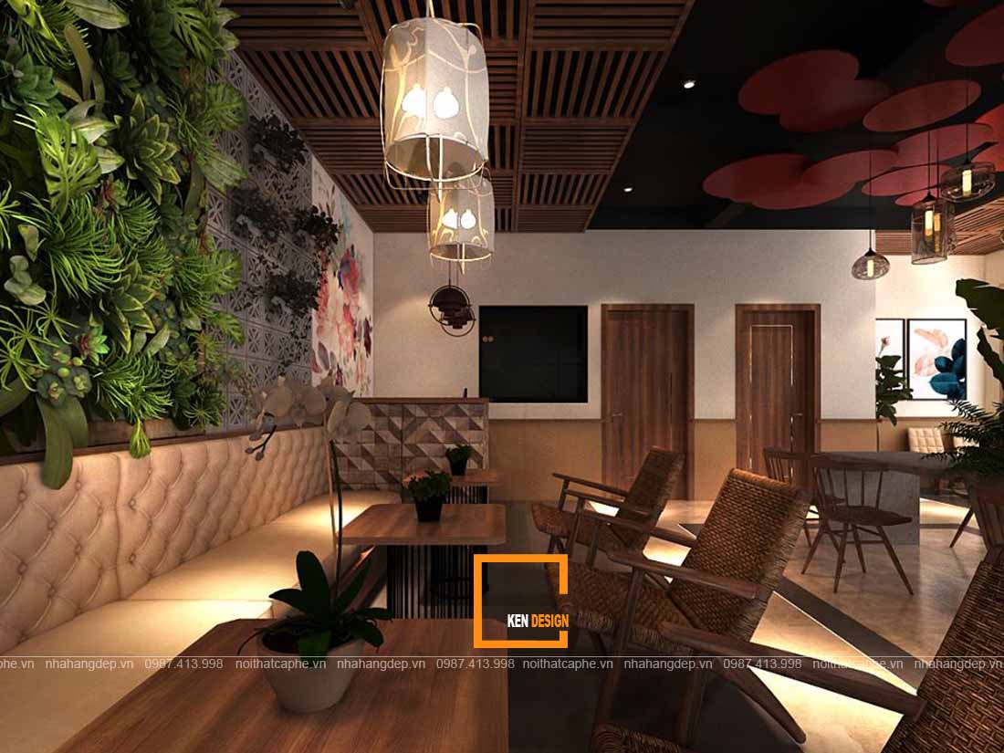 Thiết kế quán cafe diện tích trên 50m2 đến dưới 200 m2.